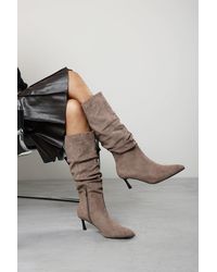 Where's That From - Kivora Ruched Knee High Pointed Stiletto Boot - Lyst