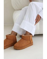 Where's That From - Wheres 'Taliah' Mini Faux-Suede Fur Lined Ankle Slipper Boots - Lyst