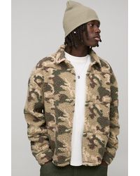 BoohooMAN - Oversized Camo Borg Overshirt - Lyst
