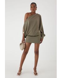 MissPap - One Shoulder Satin Mini Dress - Lyst