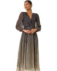 Roman - Ombre Plisse Twist Front Midi Dress - Lyst