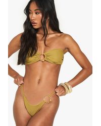 Boohoo - Resin Stone Trim O-Ring Detail Bandeau Bikini Top - Lyst