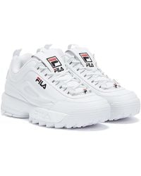 Fila - Disruptor Ii Premium White Leather Trainers Rubber - Lyst