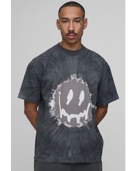 BoohooMAN - Oversized Tie Dye Smiley Face Print T-Shirt - Lyst