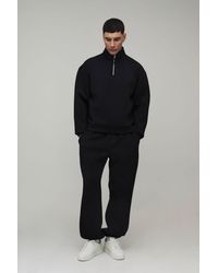 BoohooMAN - Tall Oversized Boxy Bonded Scuba Zip Funnel Neck & Jogger Tracksuit - Lyst