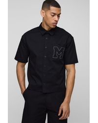 BoohooMAN - Oversized Boxy Short Sleeve Embroidered Shirt - Lyst