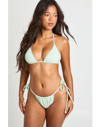 Boohoo - Textured Triangle Bikini Top & Tie Side Bottom Set - Lyst