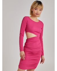 Pink Vanilla - Side Cut Out Ruched Ribbed Dress Cotton - Lyst