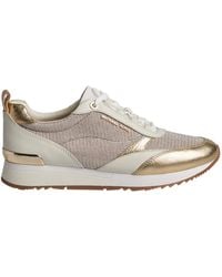 Michael Kors - Allie Stride Damen-Sneakers Aus Glänzendem Leder Und Mesh Mit Kettendetail 43S2Alfs3D - Lyst
