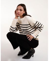 Blue Vanilla - Horizontal Stripes Bow Button Detailed Jumper - Lyst