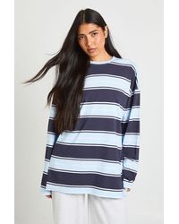 Boohoo - Tall Stripe Oversized Long Sleeve Top - Lyst