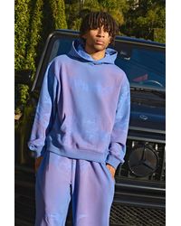 BoohooMAN - Oversized Boxy Loopback Washed All Over Printed Hoodie - Lyst