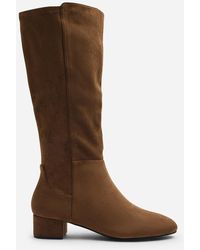 Where's That From - Wheres Paislee Wide Fit Round Toe Block Heel Stretch Suede Boots - Lyst