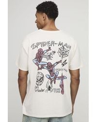 BoohooMAN - Ecru Oversized Marvel Spider- License Printed T-Shirt - Lyst