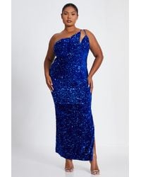 Quiz - Curve Royal Sequin Maxi Dress - Lyst