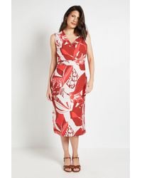 Wallis - Tropical Print Wrap Midi Dress - Lyst