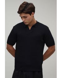 BoohooMAN - Regular Fit Cotton Blend Ribbed Knitted Polo - Lyst