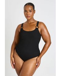 Boohoo - Plus Crinkle Scoop Neck Trim Detail Swimsuit - Lyst
