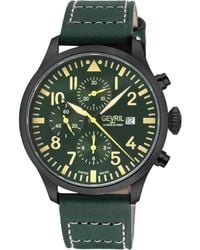 Gevril - Vaughn Chronograph Dial Leather Swiss Automatic Eta 7750 Watch - Lyst