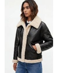 Elle - Jocelyn Faux-Shearling Aviator Jacket - Lyst