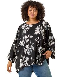 Roman - Curve Floral Print Stretch Top - Lyst