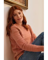 Izabel London - Striped Long Sleeve Textured Knit Jumper - Lyst
