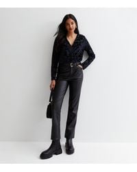 Gini London - Langarm-Bodysuit Mit Tiermuster Und Ausbrenner - Lyst