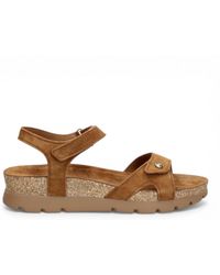 Panama Jack - Wedge Bark Suede Leather Platform Sandals - Lyst