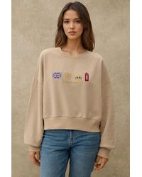 Hiccup - Embroidered Crew Neck Cottoned Raised Sweatshirt - Lyst