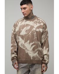 BoohooMAN - Tall Oversized Renaissance Jacquard Knitted Jumper - Lyst