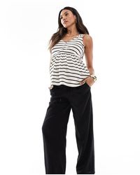 Vero Moda - Linen Blend Wide Leg Trousers - Lyst