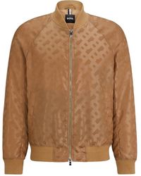 BOSS - Geometric Patterned Ribbed Cuff Bomber Jacket - Lyst