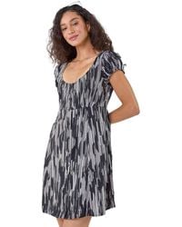 D.u.s.k - Abstract Print Button Through Dress - Lyst
