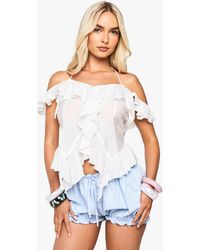 Boohoo - Woven Ruffle Top - Lyst