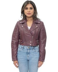Infinity Leather - Cropped Brando Biker Jacket-Damascus - Lyst
