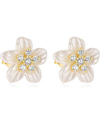 The Jewellery Stockroom - 18Ct Plated Sterling Cute Flower Stud Earrings - Lyst