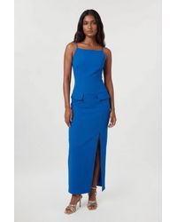 Karen Millen - Compact Stretch Stab Stitch Square Neck Tailored Pencil Maxi Dress - Lyst
