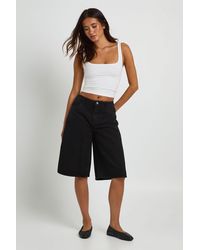 Boohoo - Longline Mid Rise Denim Jort - Lyst