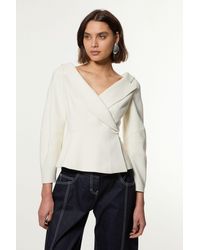 Karen Millen - Compact Stretch Tailored Assymetric Peplum Jacket - Lyst