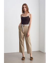 Dilvin - Belted Pleated Straight-Leg Trousers - Lyst