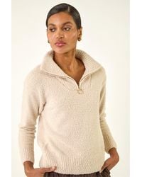 Roman - Fluffy Zip Front Knit Jumper - Lyst