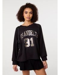Pink Vanilla - Metallic Leopard Long Sleeve Sports Jersey - Lyst
