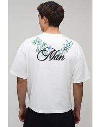 BoohooMAN - Oversized Boxy Floral Embroidered Heavyweight T-Shirt - Lyst