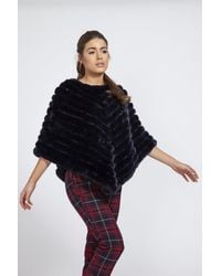 Jayley - Faux Fur Suede Poncho - Lyst