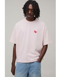 BoohooMAN - Oversized Boxy Heavyweight Bm Embroidered T-Shirt - Lyst