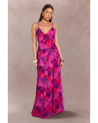 Boohoo - Strappy Cami Floor Sweeping Floral Maxi Dress - Lyst