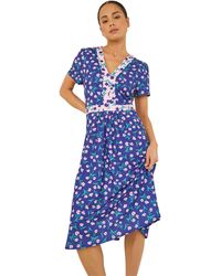 Roman - Petite Floral Contrast Stretch Midi Dress - Lyst