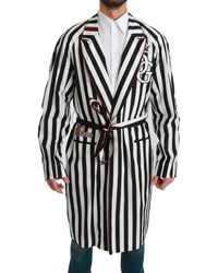 Dolce & Gabbana - Schwarzer Mantel Nachthemd Weiße Baumwollrobe - Lyst