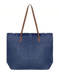 Woodland Leathers - Large Woven Straw Beach Bag - Lyst