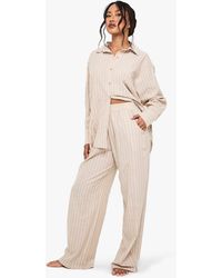 Boohoo - Cotton Tonal Pinstripe Pyjama Trouser - Lyst